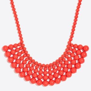 J Crew Factory coral beaded bib necklace